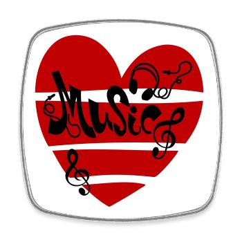 Musique Cœur avec notes - Magnet carré - blanc - Devant