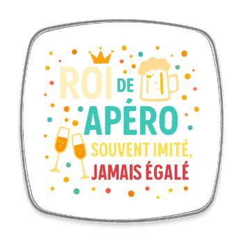 Roi de l'Apéro Inimitable - Magnet carré - blanc - Devant