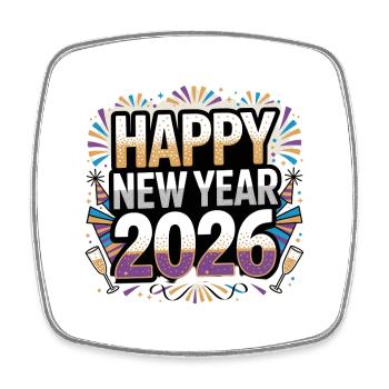 Frohes Neues Jahr 2026 - Viereckiger Kühlschrankmagnet - Weiß - Vorne