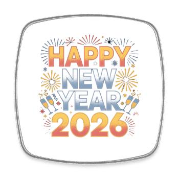 Frohes Neues Jahr 2026 - Viereckiger Kühlschrankmagnet - Weiß - Vorne