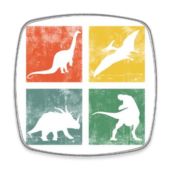 Dinosaure Dino Dinos Tyrannosaurus Triceratops - Magnet carré - blanc - Devant