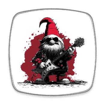 Metal Gnome – Noël et nain de jardin à bascule - Magnet carré - blanc - Devant