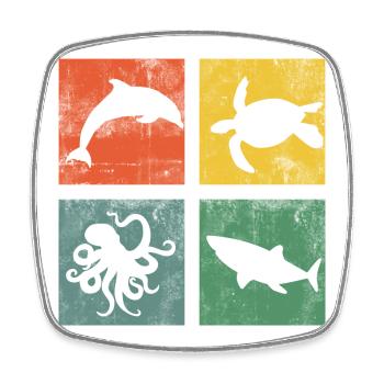 Marine Animals Ocean Dolphin Turtle Octopus - Square fridge magnet - white - Front