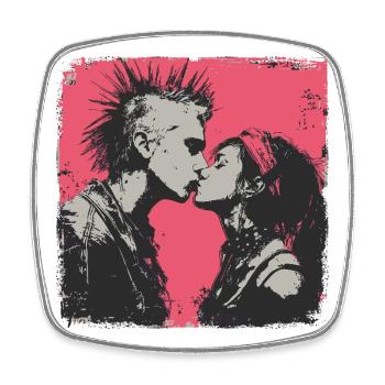 Punk Love – Kissing Moment in Rebel Style - Square fridge magnet - white - Front