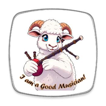 Schaf Musiker Dudelsack Karikatur - Viereckiger Kühlschrankmagnet - Weiß - Vorne