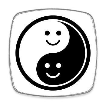 Yin Yang mit Smileys | Positive Balance Symbol - Viereckiger Kühlschrankmagnet - Weiß - Vorne