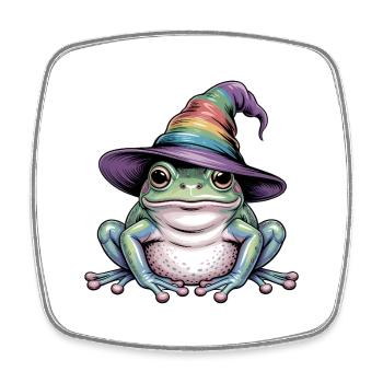 Magic Frog - Lustiger Frosch T-Shirt - Viereckiger Kühlschrankmagnet - Weiß - Vorne