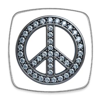 DIAMOND IS PEACE - peace & love - Magnet carré - blanc - Devant