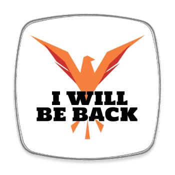 Geometric orange phoenix in flight - Square fridge magnet - white - Front