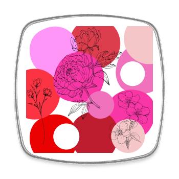 Floral lines over color wheels - Square fridge magnet - white - Front