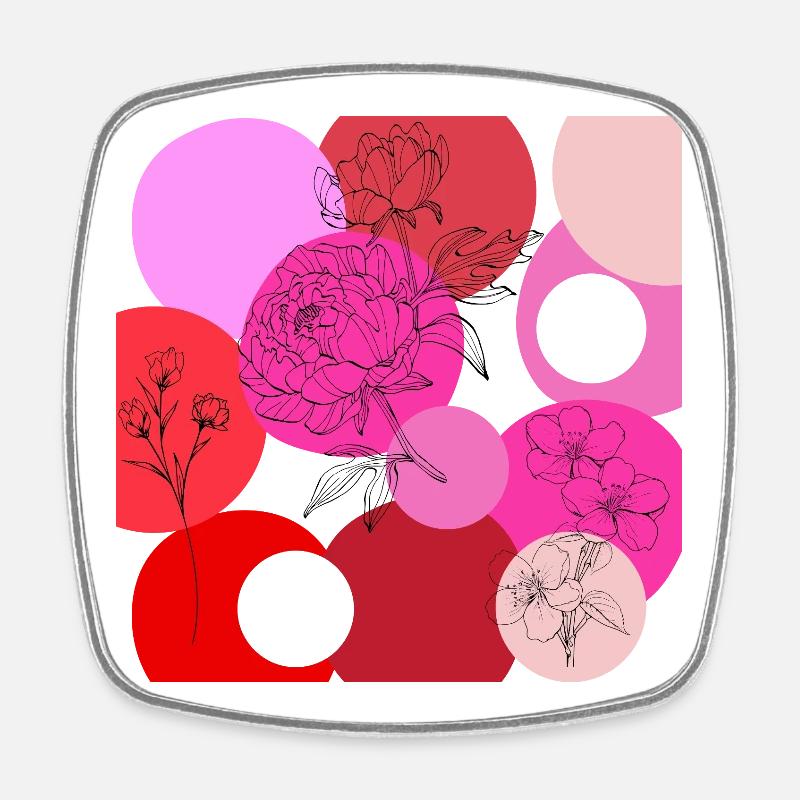Lignes florales sur les roues chromatives - Magnet carré - blanc