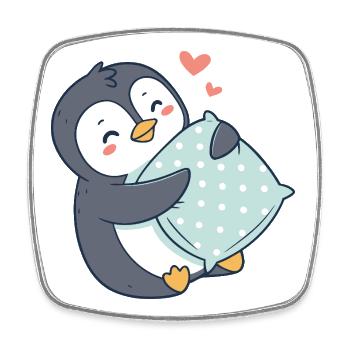 Cuddly Penguin and Polka Dot Pillow - Square fridge magnet - white - Front