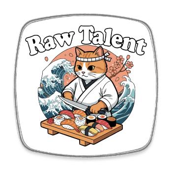Cat Chef Sushi Master - Magnet carré - blanc - Devant