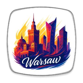 Warsaw magnificent capital Poland Polska Gesche - Square fridge magnet - white - Front