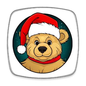 Bär Weihnachten - Viereckiger Kühlschrankmagnet - Weiß - Vorne