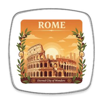 Rome Colosseum Italy Vintage Travel  Art - Square fridge magnet - white - Front