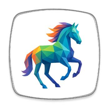 Colorful Low-Poly Horse - Riding - Square fridge magnet - white - Front