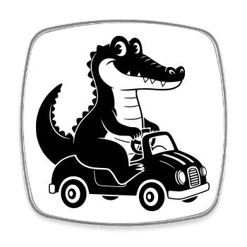 Moving Crocodile Cartoon Illustration - Square fridge magnet - white - Front