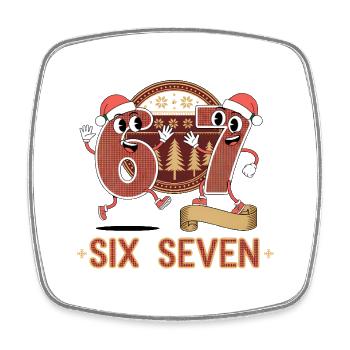 67 Six Seven 6-7 - Lustiges italieni – Weihnachten - Viereckiger Kühlschrankmagnet - Weiß - Vorne