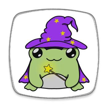 Wizard frog with hat - Square fridge magnet - white - Front