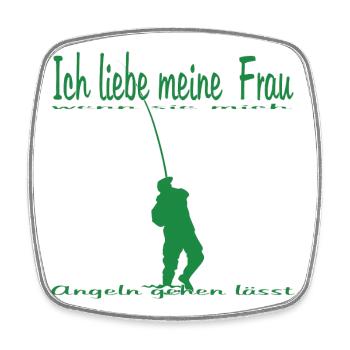 Angler with fishing rod - Square fridge magnet - white - Front