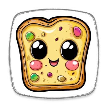 Visage de tranche de pizza kawaii - Magnet carré - blanc - Devant