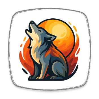 Wolf heult - Viereckiger Kühlschrankmagnet - Weiß - Vorne