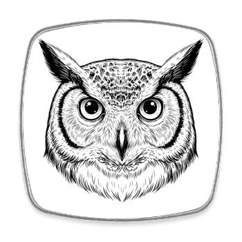 Owl - Square fridge magnet - white - Front