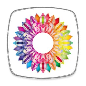 Colourful flower frame – floral mandala design - Square fridge magnet - white - Front