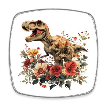 T-Rex Dino avec fleurs - Magnet carré - blanc - Devant