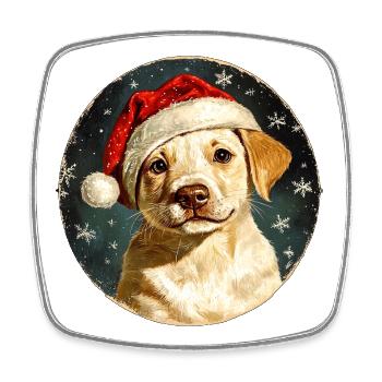 Santa Claus Collie - Square fridge magnet - white - Front