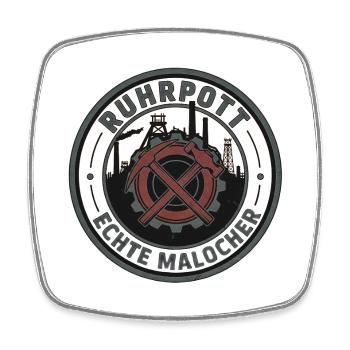 Ruhrpott Real Malocher Patch - Magnet carré - blanc - Devant