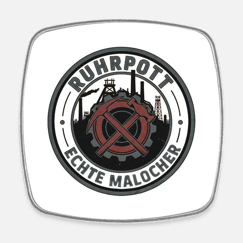 Ruhrpott Real Malocher Patch - Square fridge magnet - white
