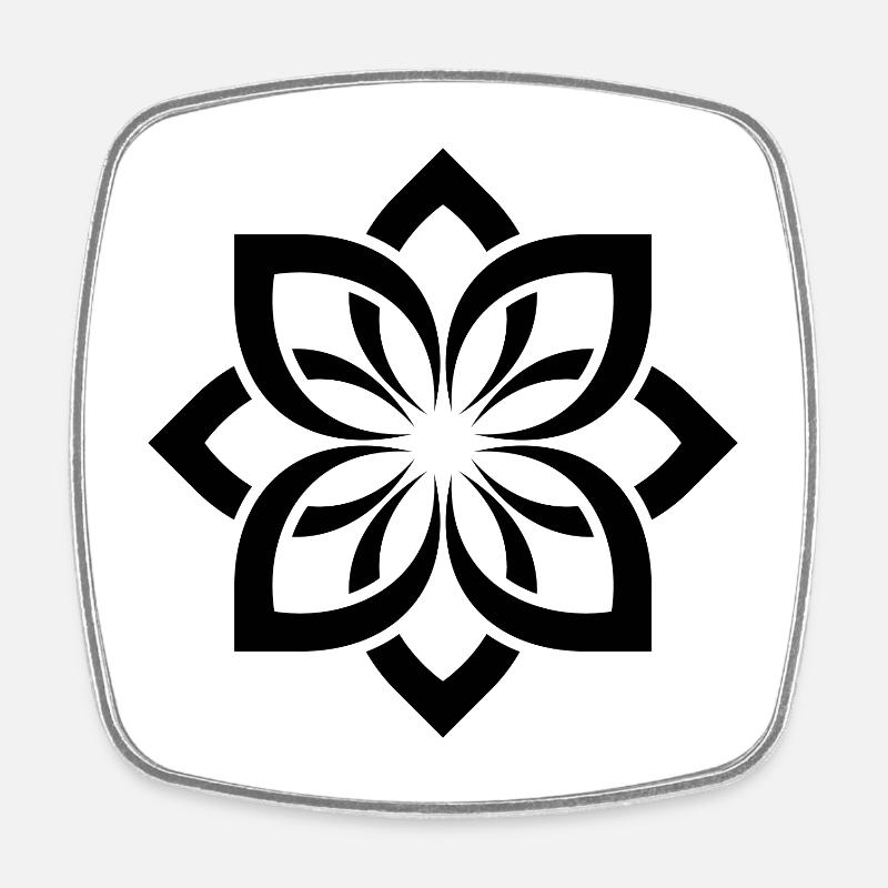 Geometrische Blüten Mandala Chogan - Viereckiger Kühlschrankmagnet - Weiß