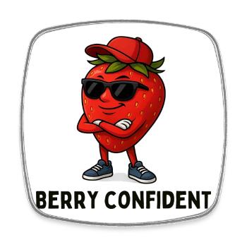 Strawberry Confident Caricature - Square fridge magnet - white - Front
