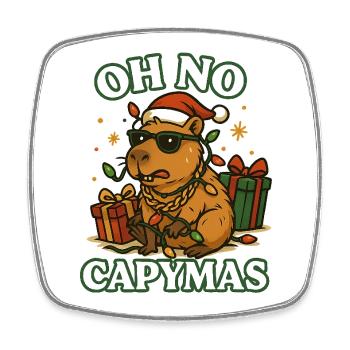 Oh No Capymas – Funny Capybara Xmas - Square fridge magnet - white - Front
