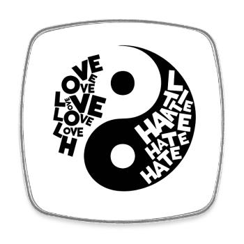 Love Hate Yin Yang Shirt for Thinkers and Artists - Square fridge magnet - white - Front