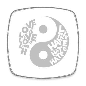 Yin Yang Love vs. Hate - Square fridge magnet - white - Front