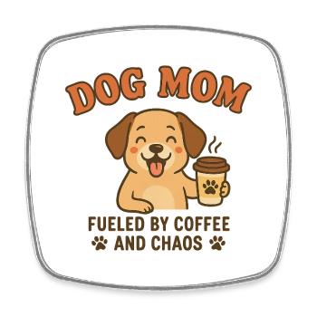 Hunde-Mutti Kaffeechaos - Viereckiger Kühlschrankmagnet - Weiß - Vorne