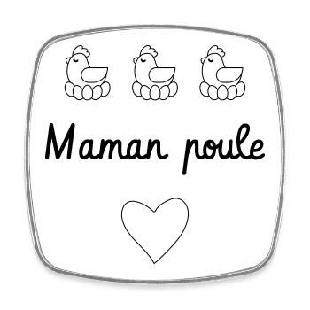 Maman Poule - Fête des Mères - Magnet carré - blanc - Devant