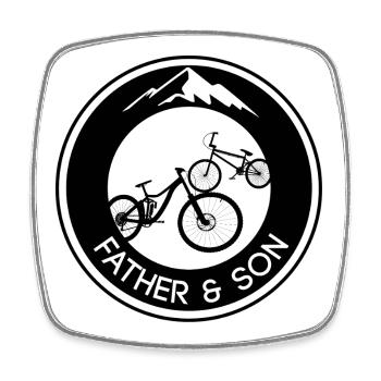 VTT père et fils père et fils - Magnet carré - blanc - Devant