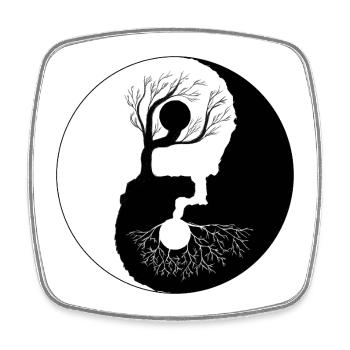 Tree YinYang Balance - Square fridge magnet - white - Front