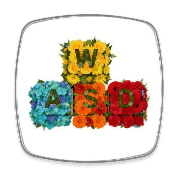 WASD Gaming Gamer Süß Niedlich Geschenk - Viereckiger Kühlschrankmagnet - Weiß - Vorne