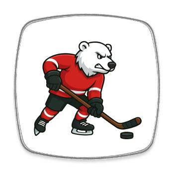 Motif de hockey sur glace ours polaire - Magnet carré - blanc - Devant