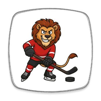 Bande dessinée Lion Hockey - Magnet carré - blanc - Devant