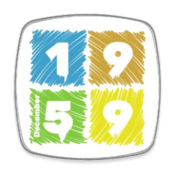 66. Geburtstag Farbige Patches since 12/1959 - Viereckiger Kühlschrankmagnet - Weiß - Vorne