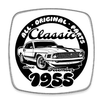 70th Birthday - Classic Musclecar 12/1955 - Square fridge magnet - white - Front
