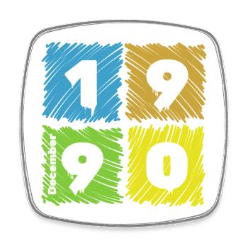 35. Écussons Geburtstag Farbige depuis 12/1990 - Magnet carré - blanc - Devant
