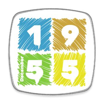 70. Geburtstag Farbige Patches since 12/1955 - Viereckiger Kühlschrankmagnet - Weiß - Vorne