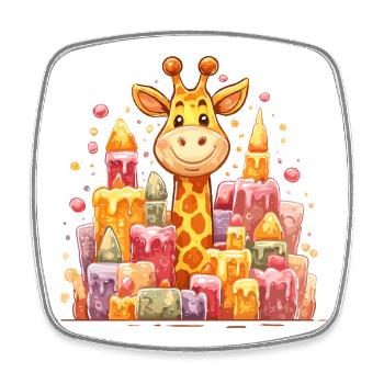 Bunte Giraffe vor Kerzenburgen - Viereckiger Kühlschrankmagnet - Weiß - Vorne